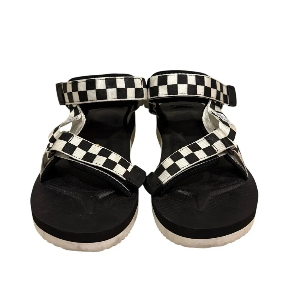 Suicoke Black White Checkered Straps Vibram Sole Sandals Men’s Sz 8 Women’s 10